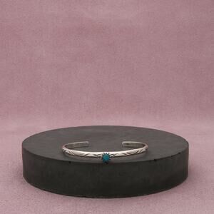 navajo sterling silver vintage turquoise childrens cuff bracelet size 4.5in